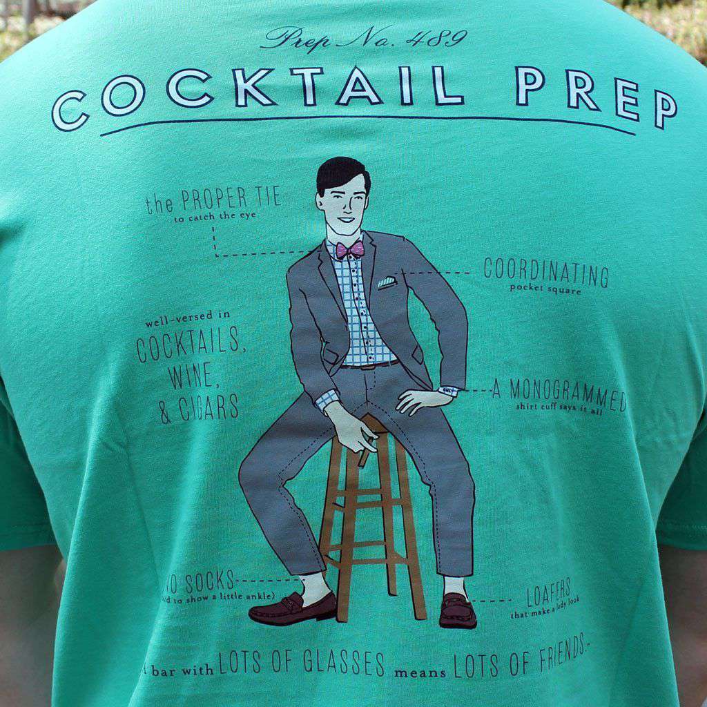 Cocktail Prep Tee in Aqua by Southern Proper - Country Club Prep