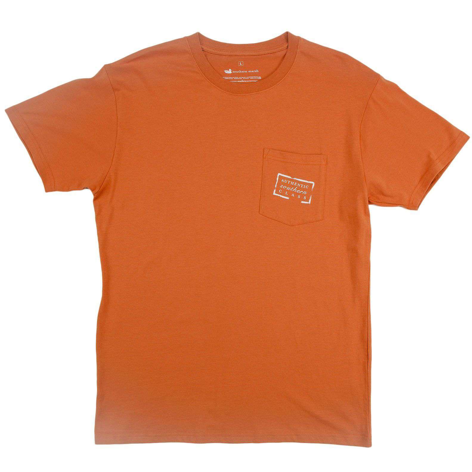 Collegiate Authentic Tee in Burnt Orange with Brown Duck and White Text by Southern Marsh - Country Club Prep