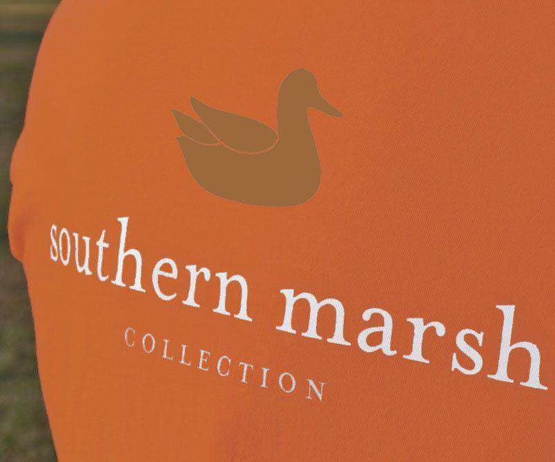 Collegiate Authentic Tee in Burnt Orange with Brown Duck and White Text by Southern Marsh - Country Club Prep