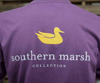 Collegiate Authentic Tee in Iris with Yellow Duck and White Text by Southern Marsh - Country Club Prep
