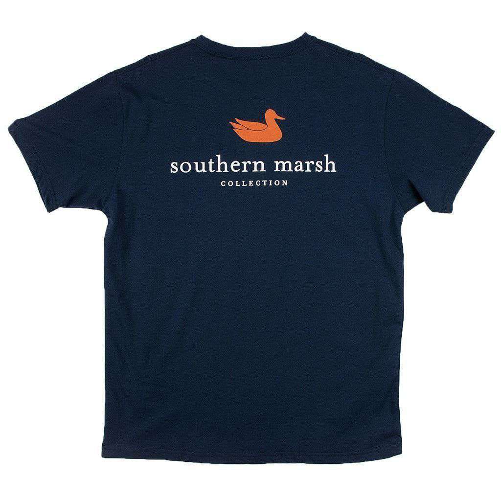 Collegiate Authentic Tee in Navy with Orange Duck by Southern Marsh - Country Club Prep