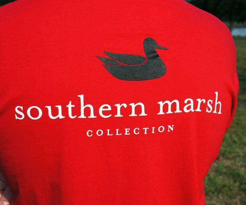 Collegiate Authentic Tee in Red with Black Duck by Southern Marsh - Country Club Prep