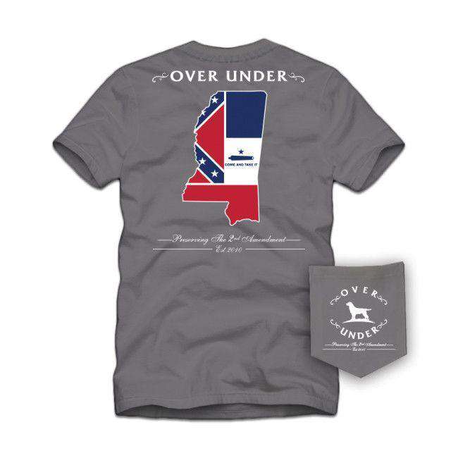 Come And Take It Mississippi Tee in Grey by Over Under Clothing - Country Club Prep