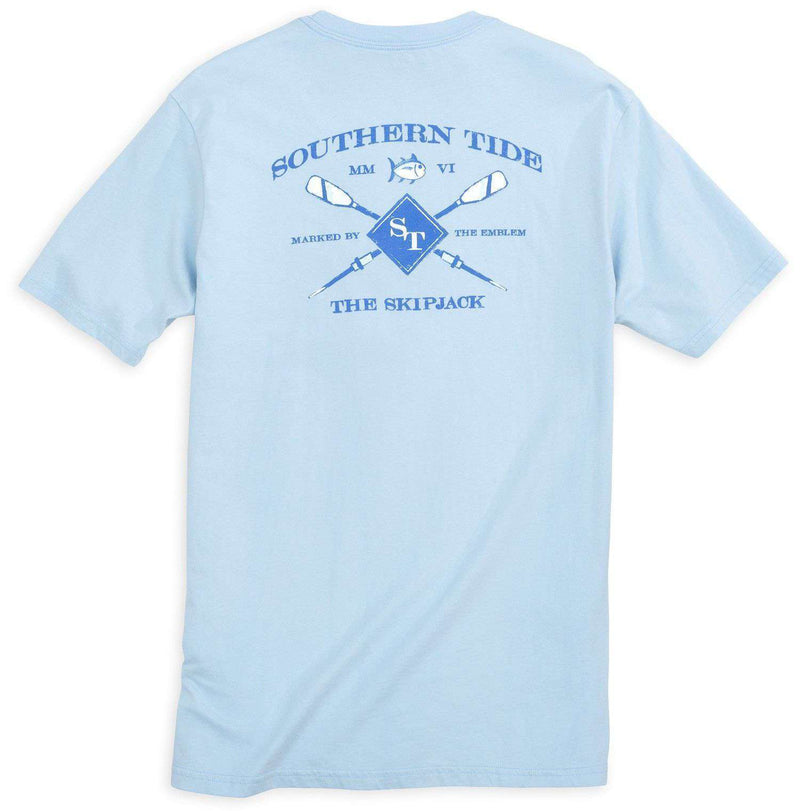 Crossed Oars Pocket Tee Shirt in Sky Blue by Southern Tide - Country Club Prep