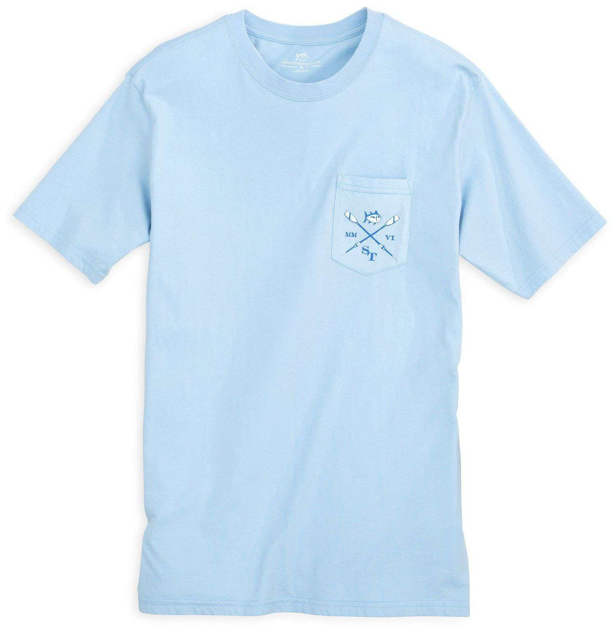 Crossed Oars Pocket Tee Shirt in Sky Blue by Southern Tide - Country Club Prep