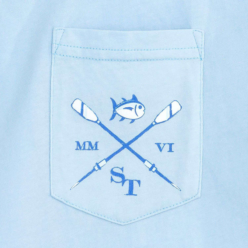 Crossed Oars Pocket Tee Shirt in Sky Blue by Southern Tide - Country Club Prep