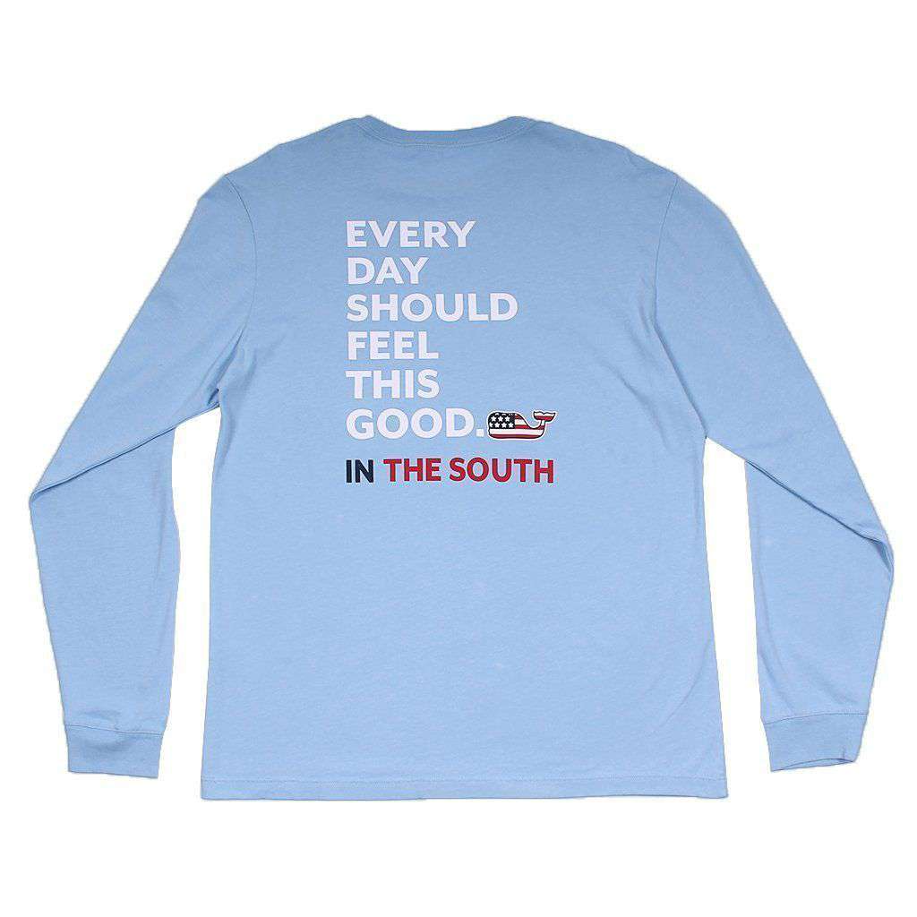 Every Day Should Feel This Good in The South Long Sleeve Tee Shirt in Jake Blue by Vineyard Vines - Country Club Prep
