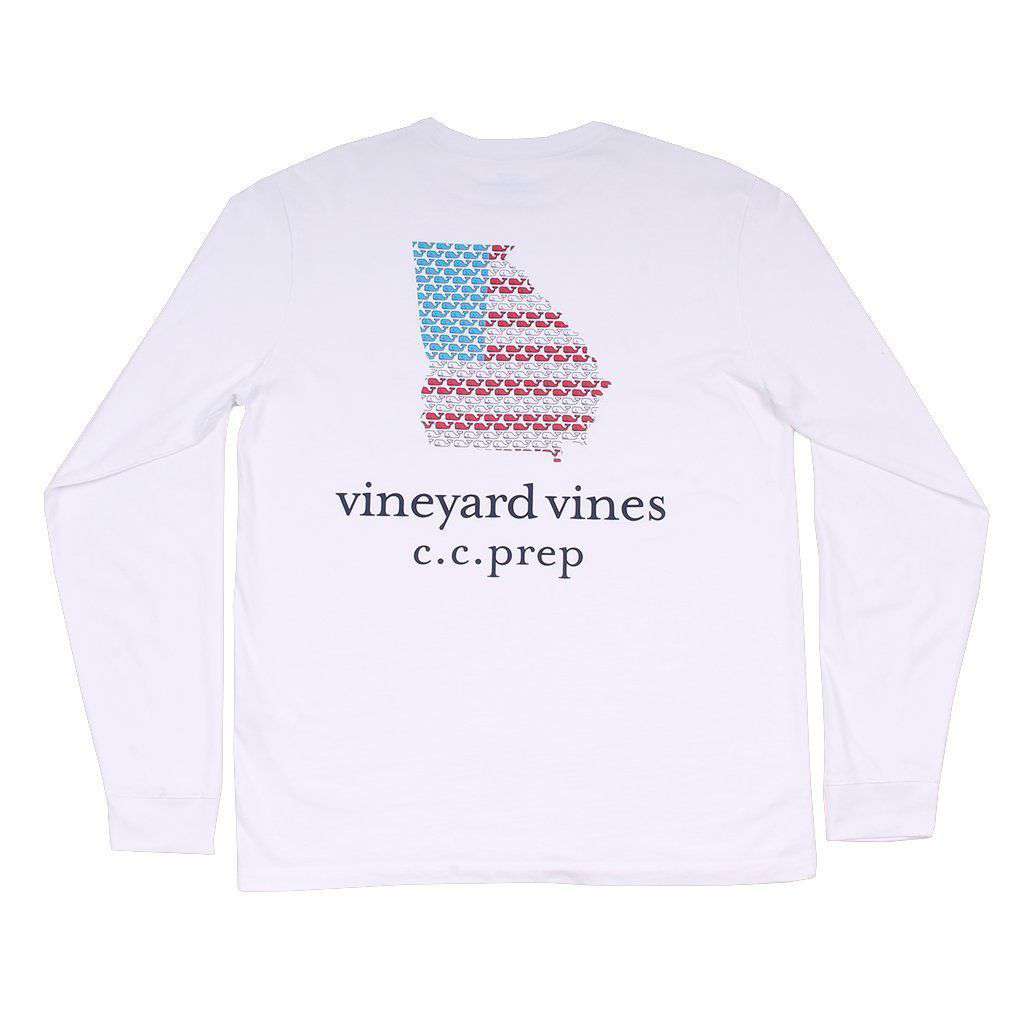 Vineyard Vines Custom Georgia State Whale Long Sleeve Tee Shirt in White S / White