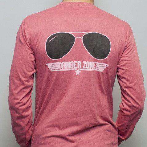 Danger Zone Long Sleeve Tee in Weathered Red by Rowdy Gentleman - Country Club Prep