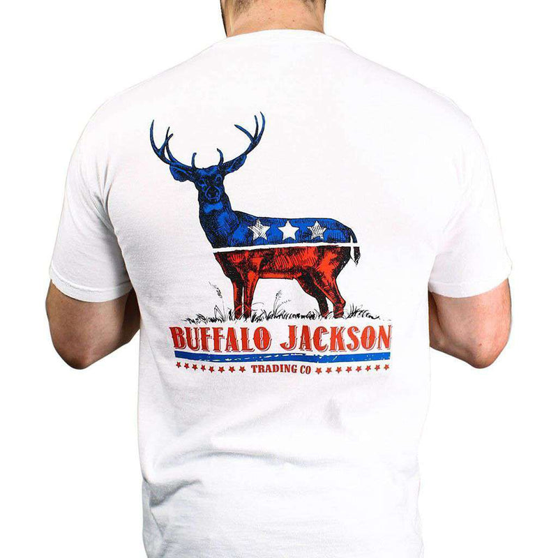 Deer Flag Tee in White by Buffalo Jackson - Country Club Prep