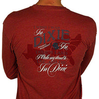 Dixie Land Long Sleeve Tee in Heathered Rust Red by Southern Proper - Country Club Prep