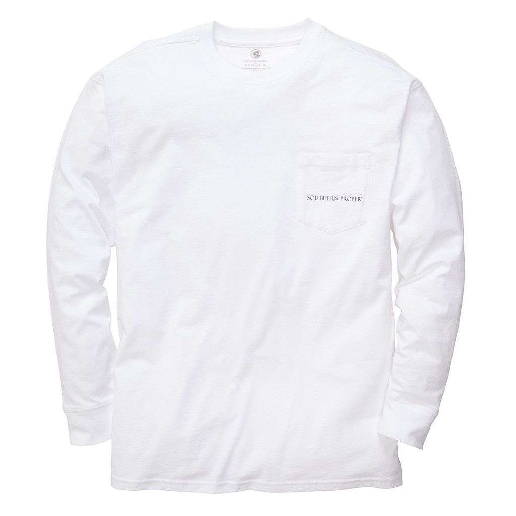 Dixie Land Long Sleeve Tee in White by Southern Proper - Country Club Prep