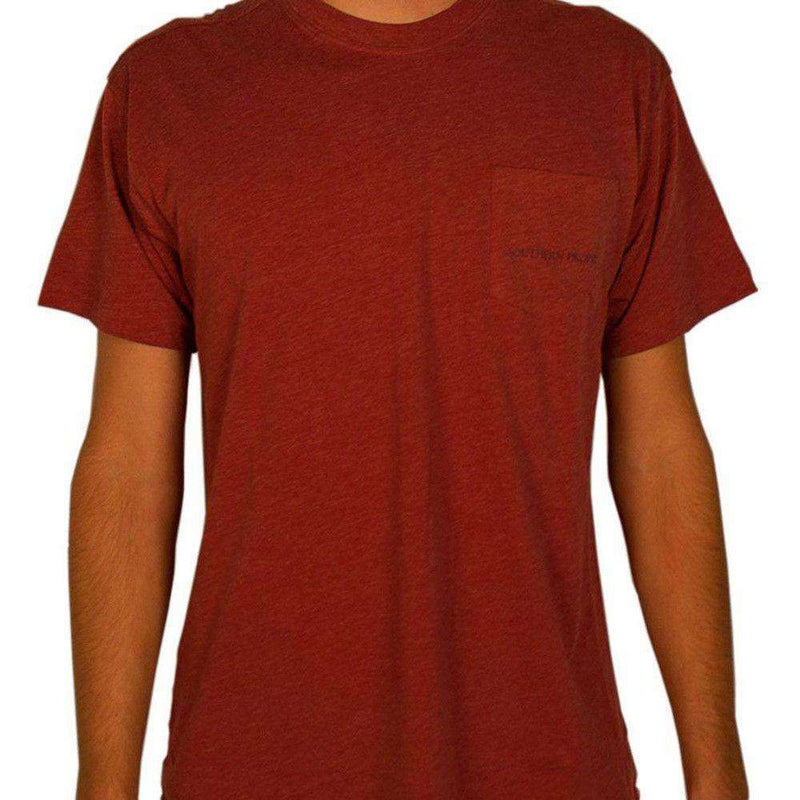 Dixie Land Short Sleeve Tee in Heathered Rust Red by Southern Proper - Country Club Prep