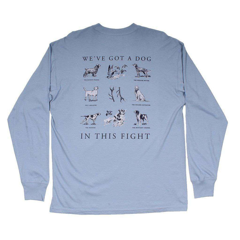 Dog in This Fight Long Sleeve Tee in Dust Blue by Southern Proper - Country Club Prep