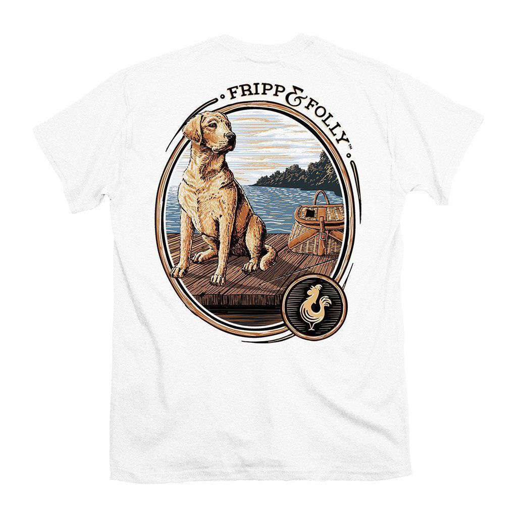 Dog on a Dock Tee in White by Fripp & Folly - Country Club Prep