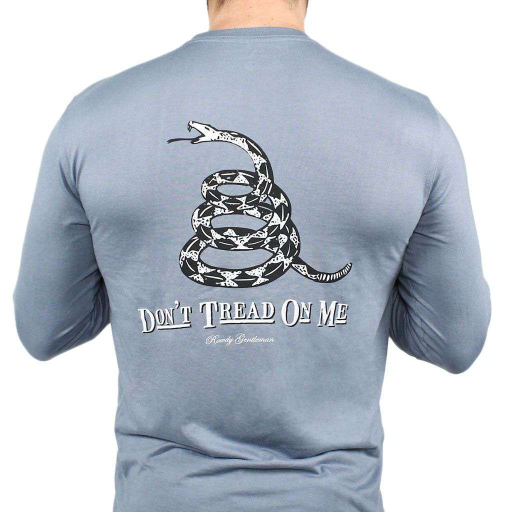 Don't Tread on Me Long Sleeve Pocket Tee in Citadel Blue by Rowdy Gentleman - Country Club Prep