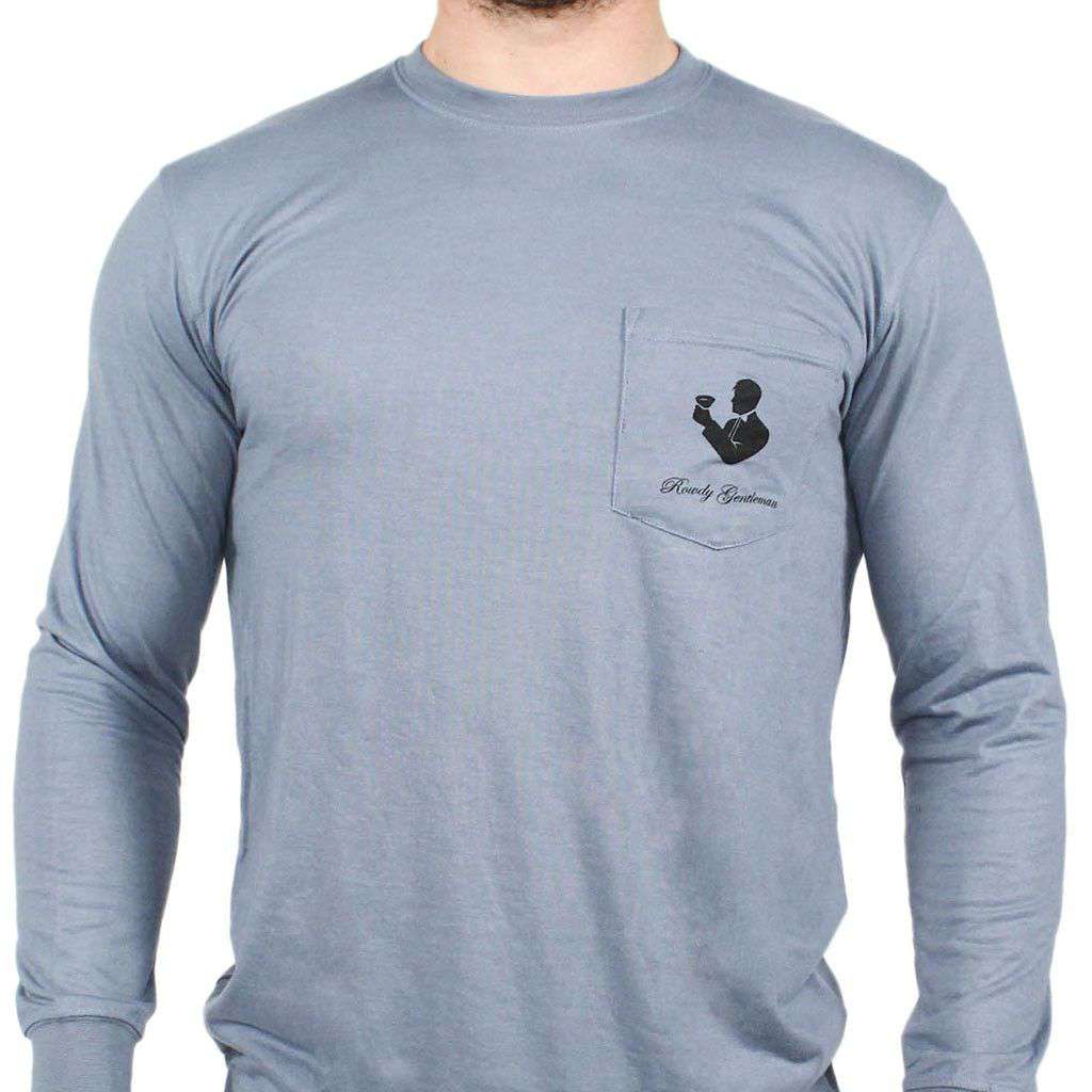 Don't Tread on Me Long Sleeve Pocket Tee in Citadel Blue by Rowdy Gentleman - Country Club Prep