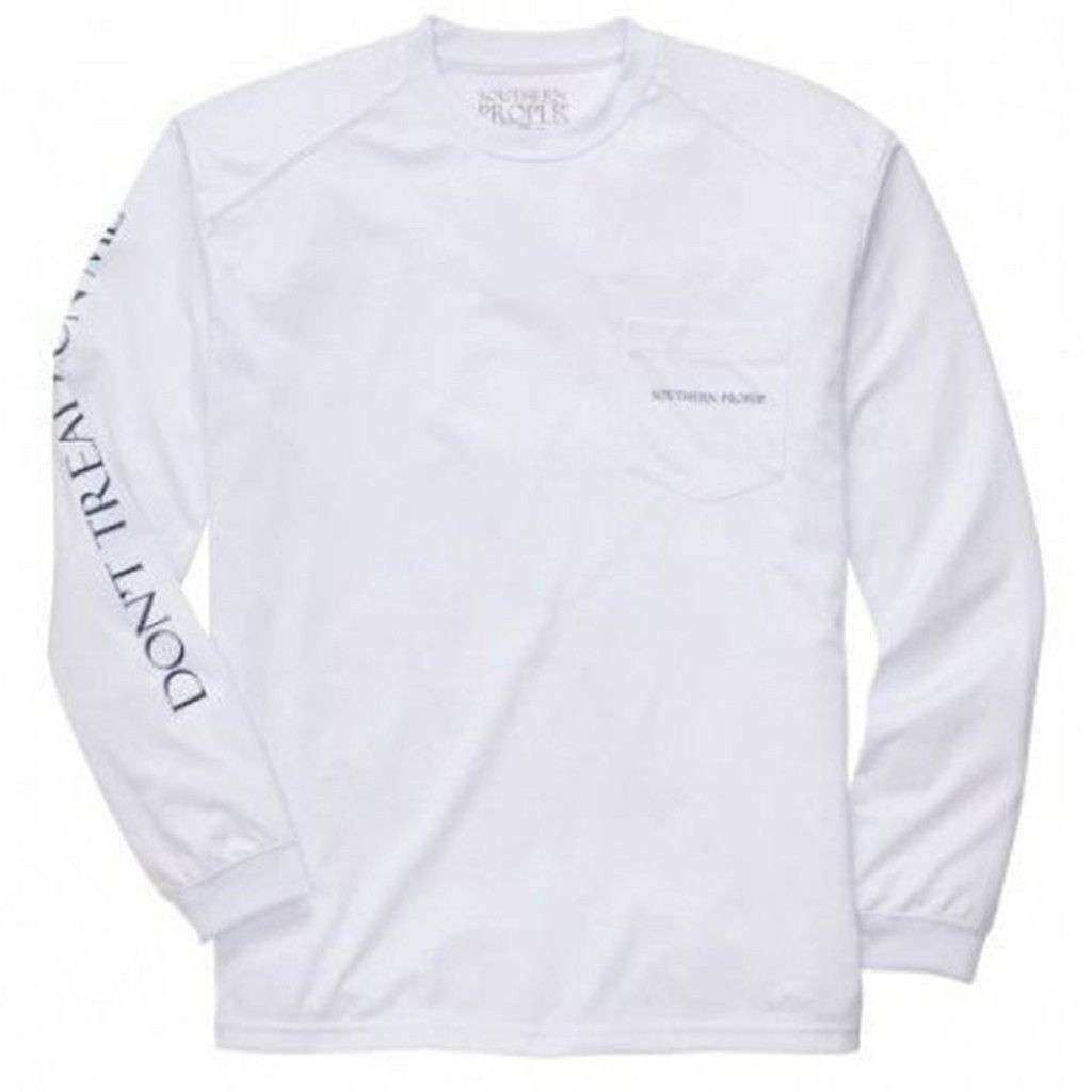 Don't Tread On Me Longsleeve Performance Tee in White by Southern Proper - Country Club Prep