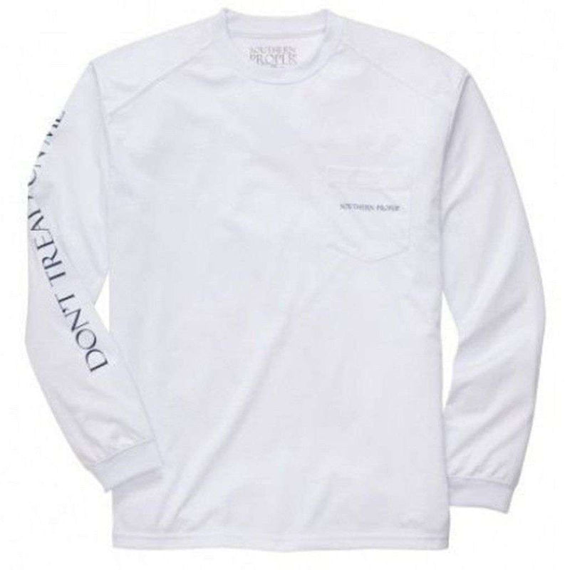 Don't Tread On Me Longsleeve Performance Tee in White by Southern Proper - Country Club Prep