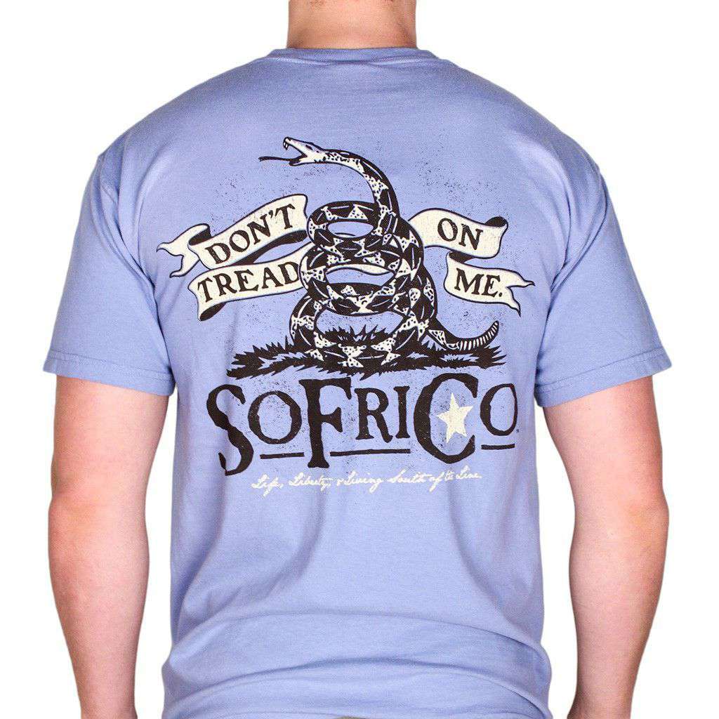 Don't Tread on Me Pocket Tee in Washed Denim by Southern Fried Cotton - Country Club Prep