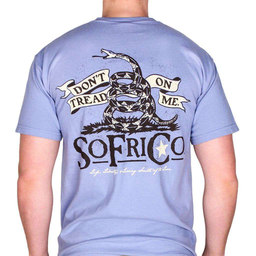 Don't Tread on Me Pocket Tee in Washed Denim by Southern Fried Cotton - Country Club Prep