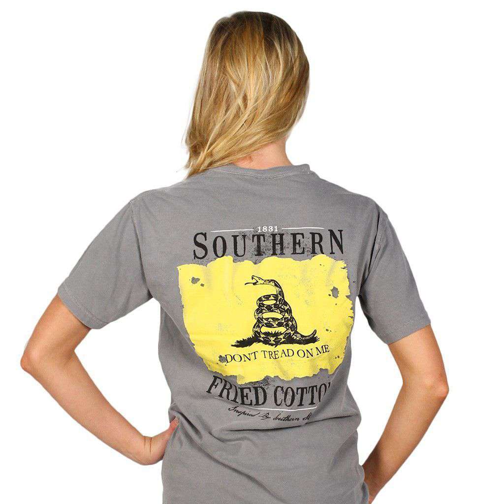 Don't Tread On Me Short Sleeve Tee Shirt in Grey by Southern Fried Cotton - Country Club Prep