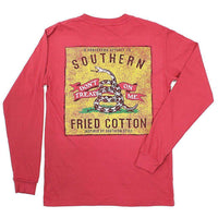 Don't Tread Patch Long Sleeve Tee Shirt in Chili Red by Southern Fried Cotton - Country Club Prep