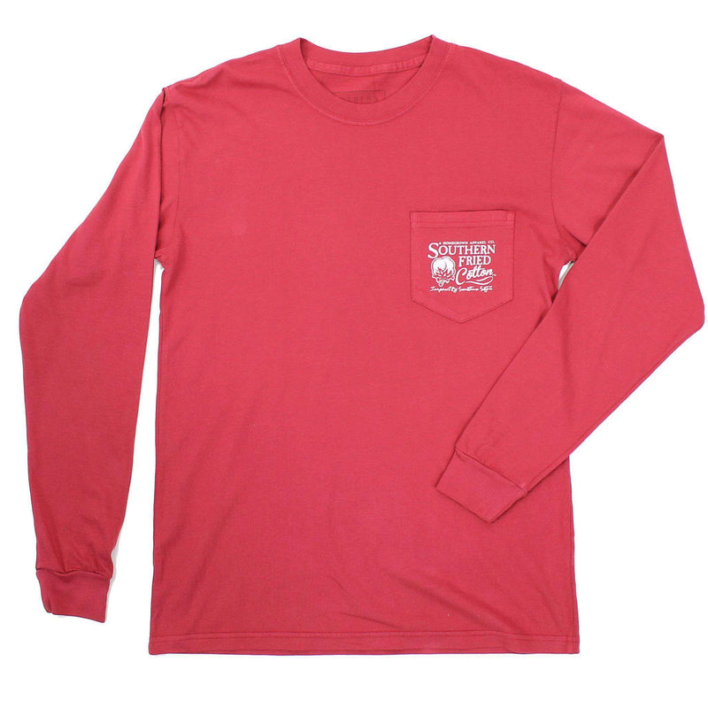 Don't Tread Patch Long Sleeve Tee Shirt in Chili Red by Southern Fried Cotton - Country Club Prep