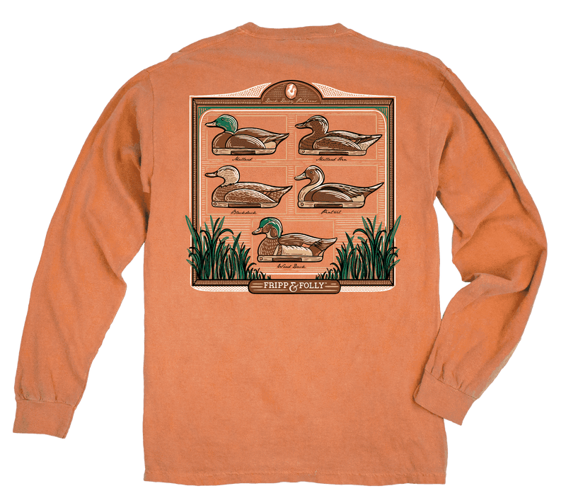 Duck Decoys Long Sleeve Tee in Salmon by Fripp & Folly - Country Club Prep