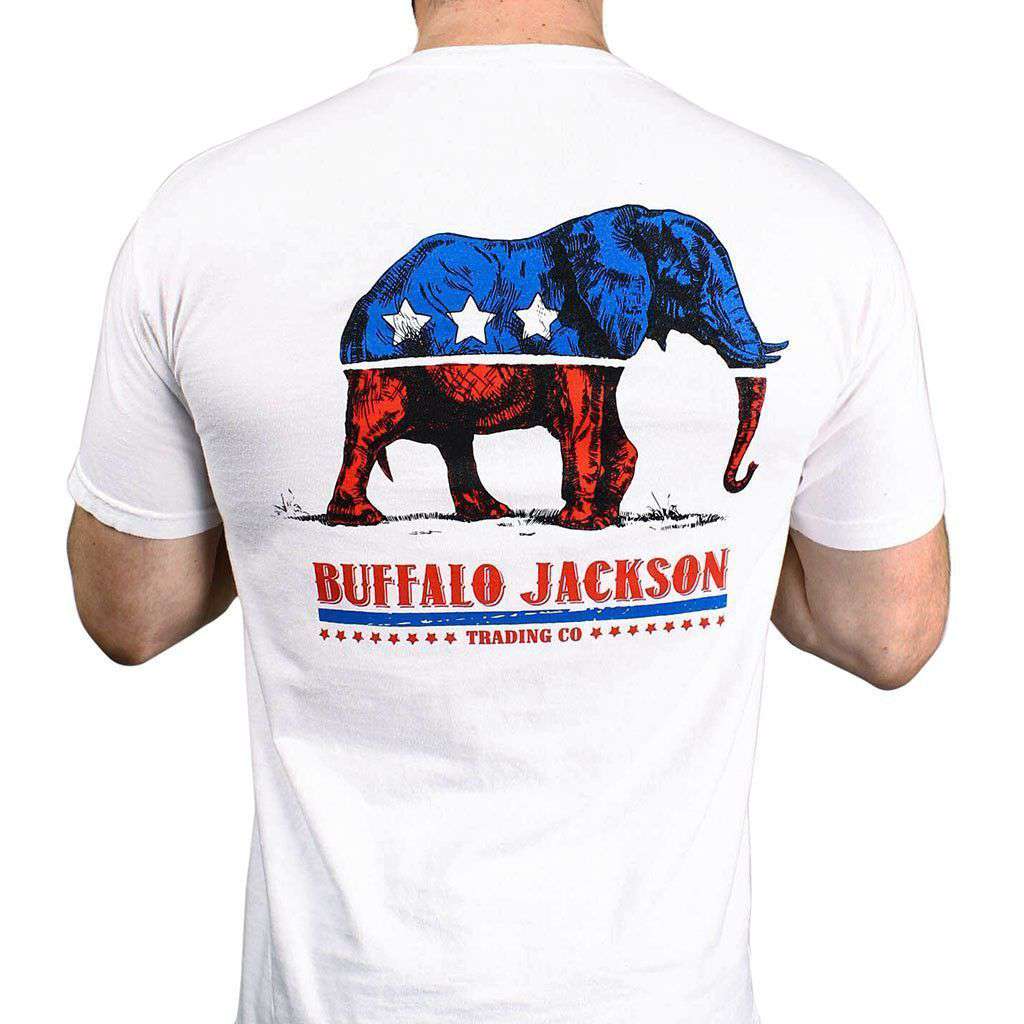 Elephant Flag Tee in White by Buffalo Jackson - Country Club Prep