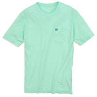 Embroidered Outline Skipjack Pocket Tee Shirt in Offshore Green by Southern Tide - Country Club Prep