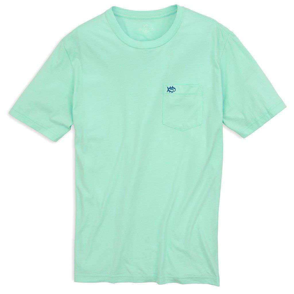 Southern Tide Embroidered Outline Skipjack Pocket Tee Shirt in Offshore ...