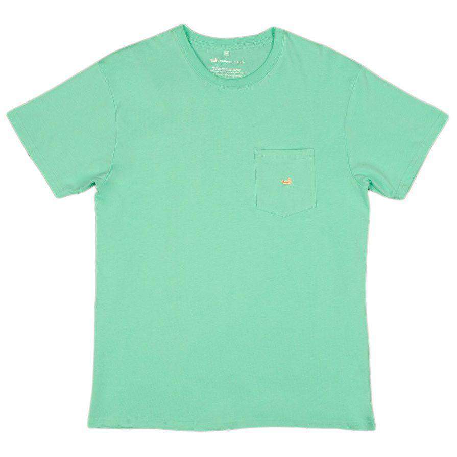 Embroidered Pocket Tee in Bimini Green w/ Melon by Southern Marsh - Country Club Prep