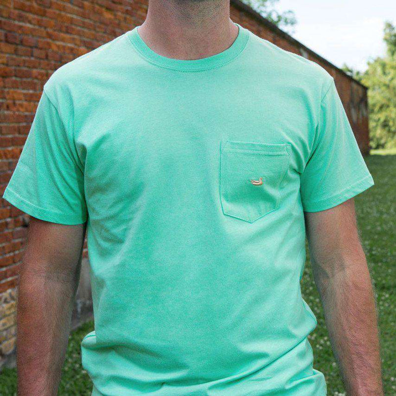 Embroidered Pocket Tee in Bimini Green w/ Melon by Southern Marsh - Country Club Prep