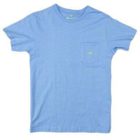 Embroidered Pocket Tee in Breaker Blue w/ Yellow by Southern Marsh - Country Club Prep