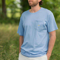 Embroidered Pocket Tee in Breaker Blue w/ Yellow by Southern Marsh - Country Club Prep