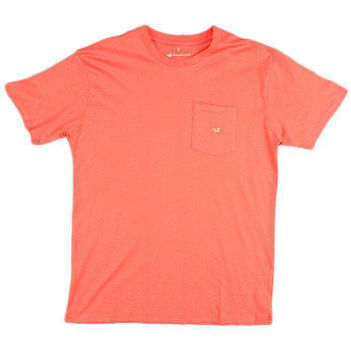 Embroidered Pocket Tee in Coral Red w/ Lime by Southern Marsh - Country Club Prep