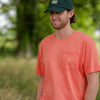 Embroidered Pocket Tee in Coral Red w/ Lime by Southern Marsh - Country Club Prep