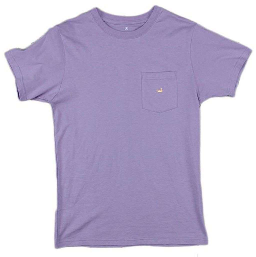 Embroidered Pocket Tee in Lilac Purple w/ Peach by Southern Marsh - Country Club Prep