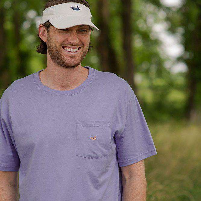 Embroidered Pocket Tee in Lilac Purple w/ Peach by Southern Marsh - Country Club Prep
