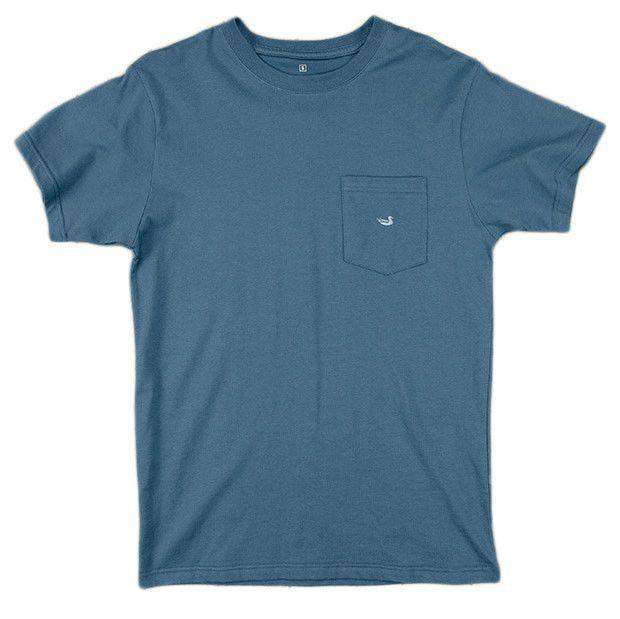 Embroidered Pocket Tee in Slate w/ Chill Blue by Southern Marsh - Country Club Prep