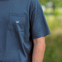 Embroidered Pocket Tee in Slate w/ Chill Blue by Southern Marsh - Country Club Prep