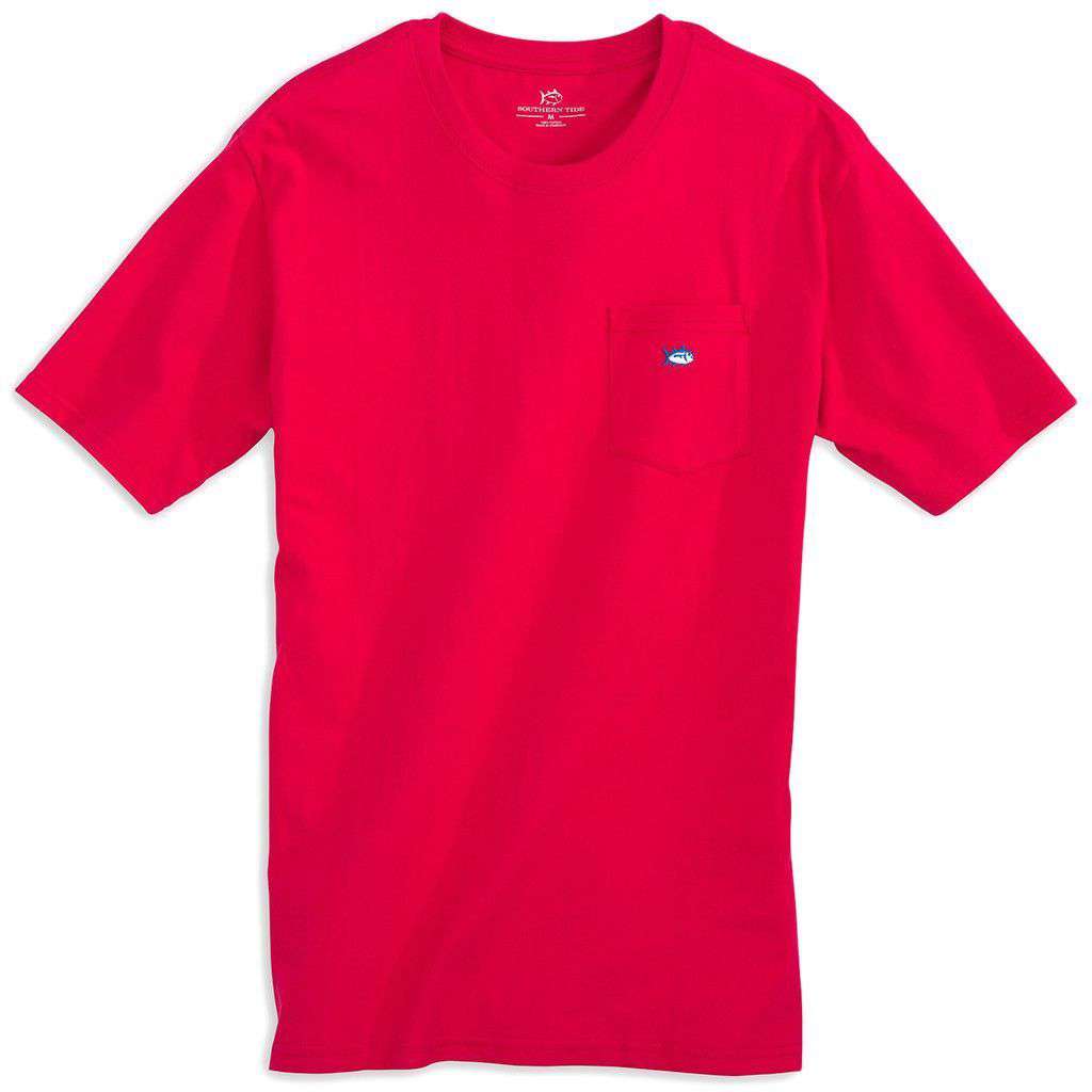 Southern Tide Embroidered Pocket Tee Shirt in Channel Marker Red ...