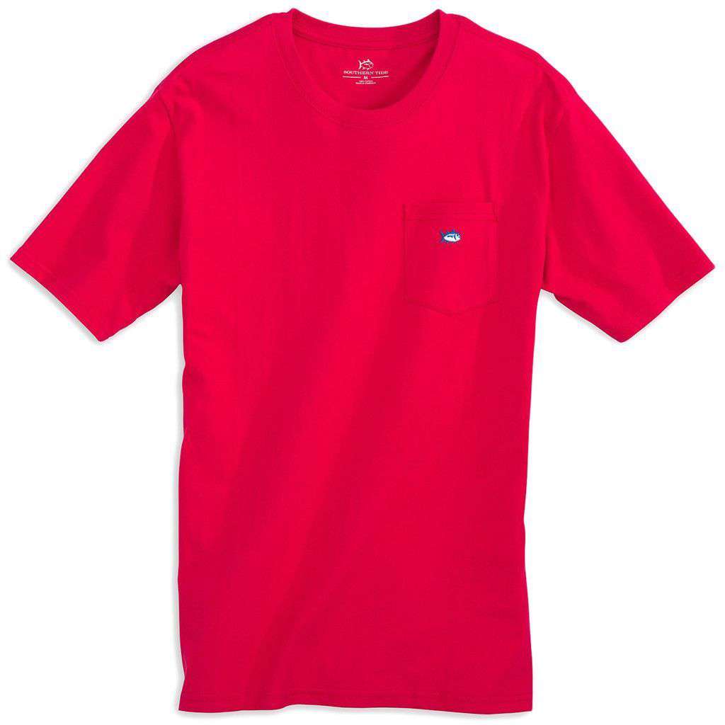 Embroidered Pocket Tee Shirt in Channel Marker Red by Southern Tide - Country Club Prep