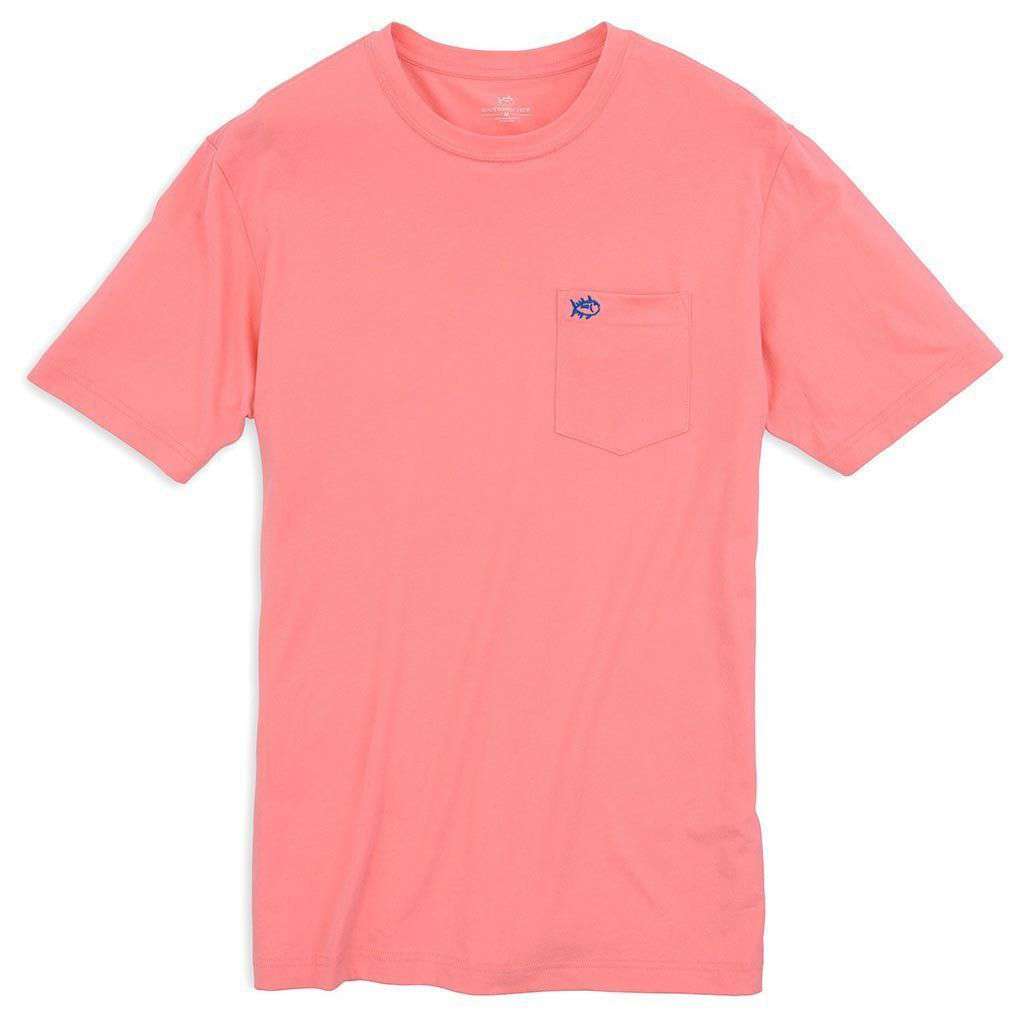 Embroidered Pocket Tee Shirt in Light Coral by Southern Tide - Country Club Prep