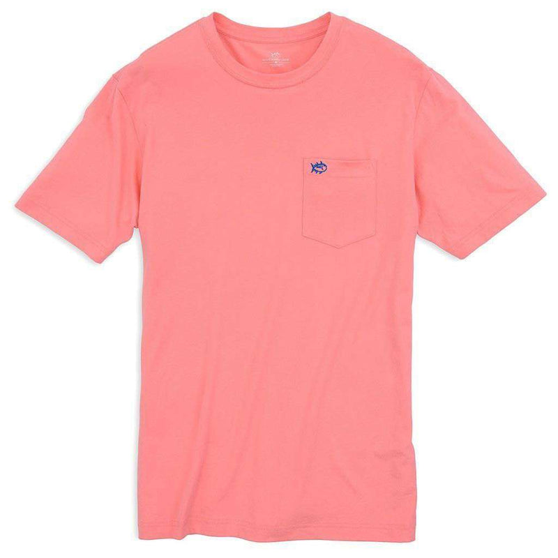 Embroidered Pocket Tee Shirt in Light Coral by Southern Tide - Country Club Prep