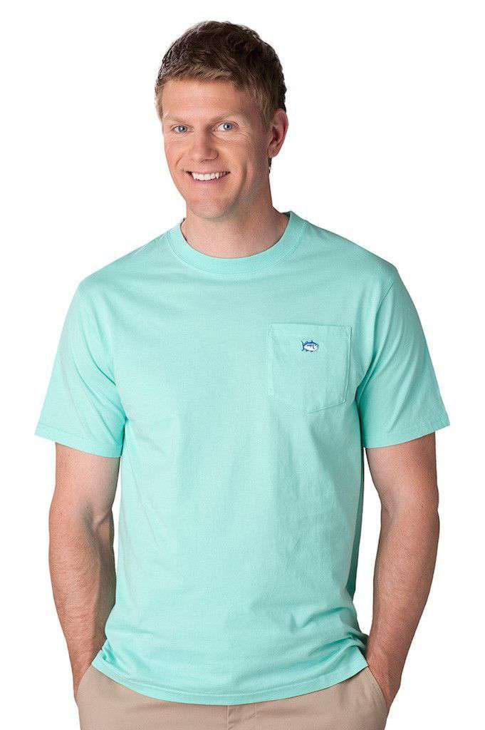 Embroidered Pocket Tee Shirt in Offshore Green by Southern Tide - Country Club Prep