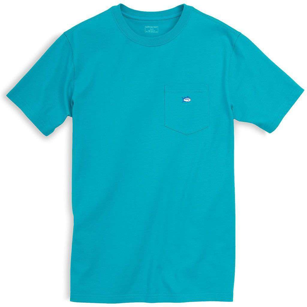 Embroidered Pocket Tee Shirt in Rushing Water by Southern Tide - Country Club Prep