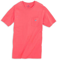 Embroidered Pocket Tee Shirt in Sunset Red by Southern Tide - Country Club Prep