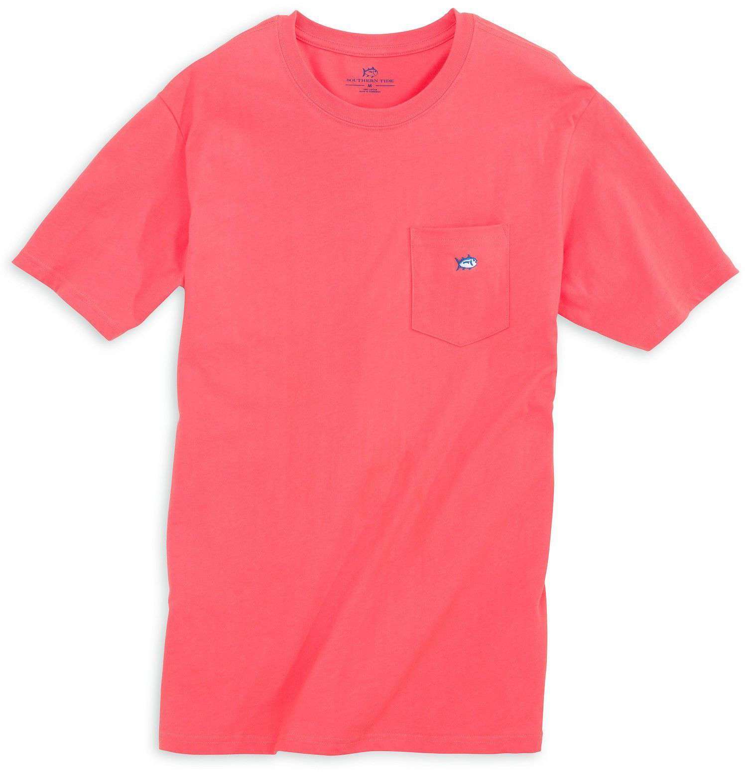 Embroidered Pocket Tee Shirt in Sunset Red by Southern Tide - Country Club Prep